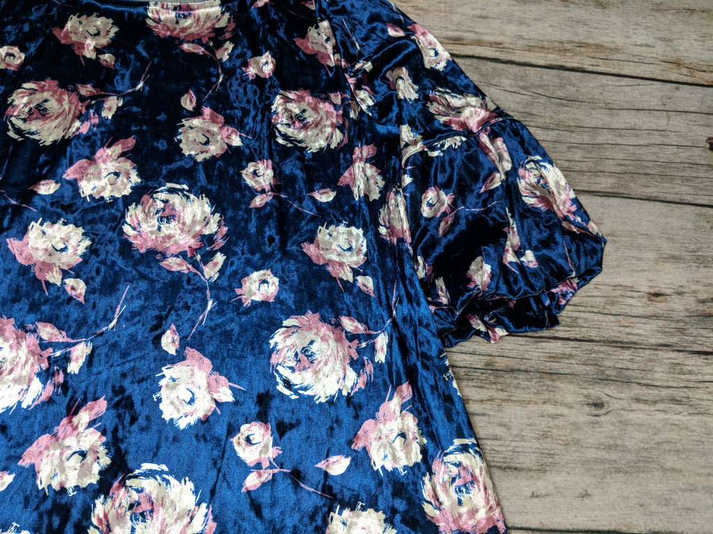 Plus Size Floral Velvet Dress