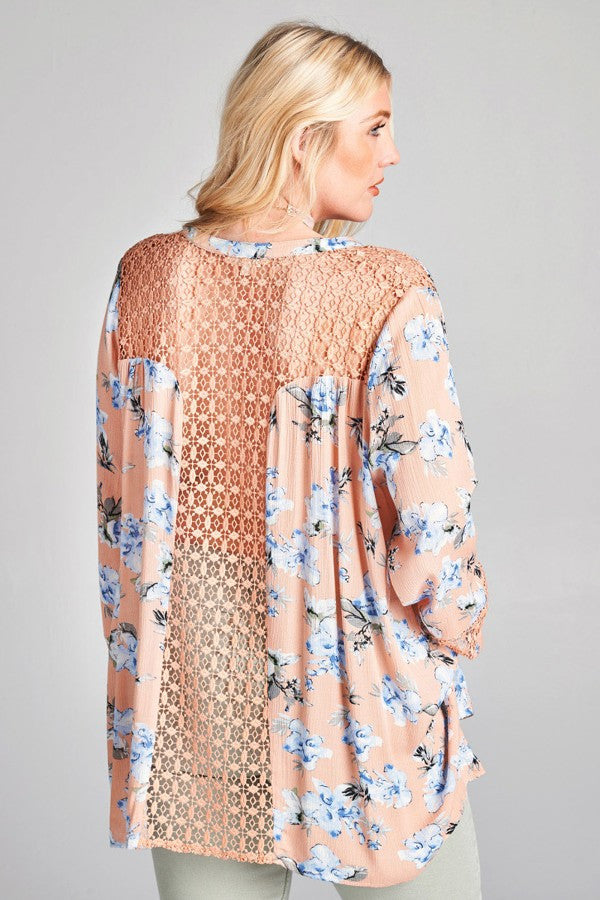 Plus Size Floral Button-Up Top