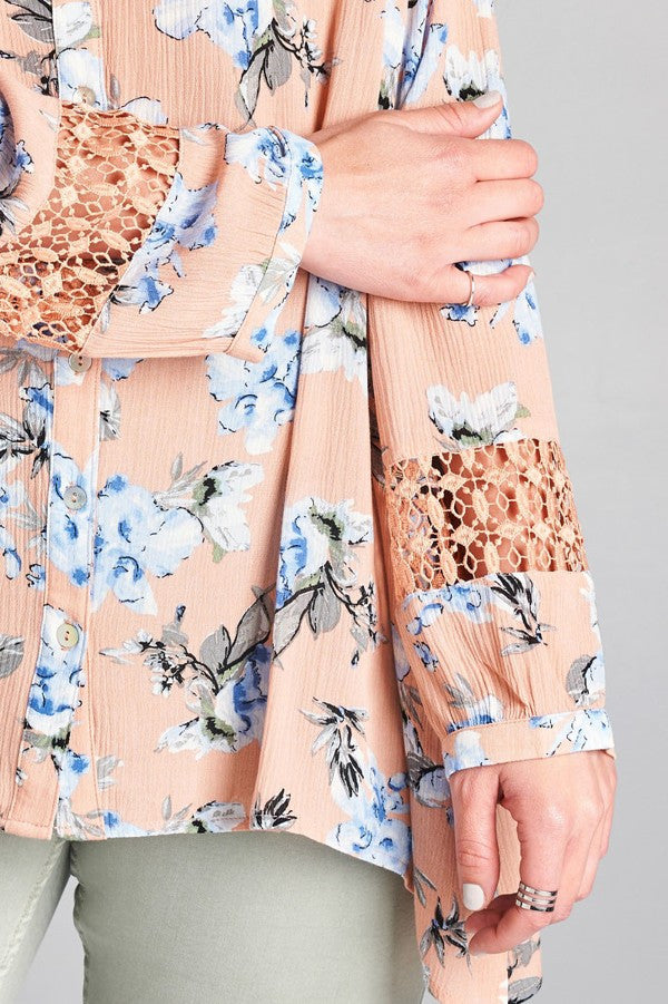 Plus Size Floral Button-Up Top