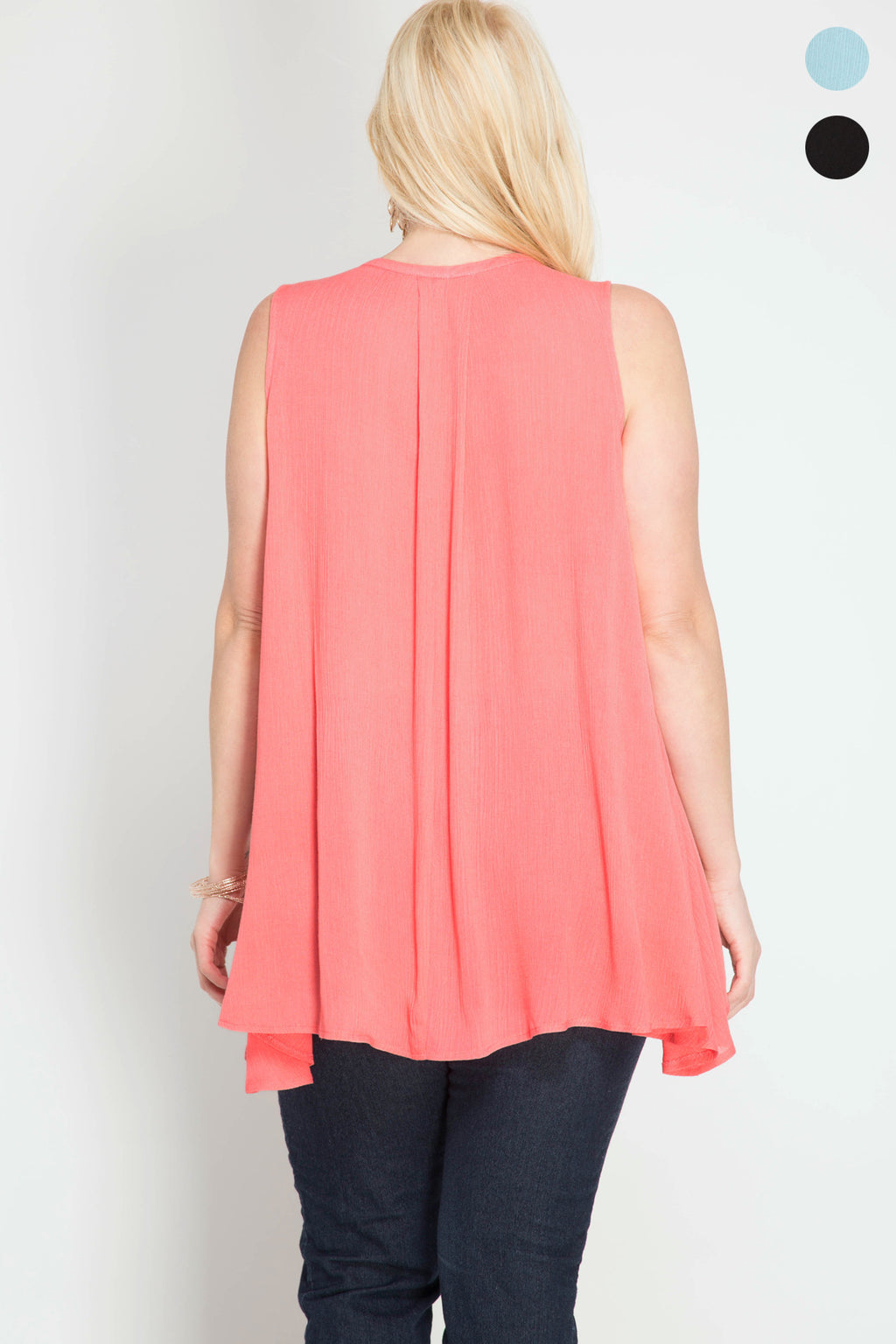 Plus Size Sleeveless Top with Keyhole Neckline