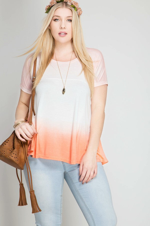 Short Sleeve Ombre Tie Dye Top
