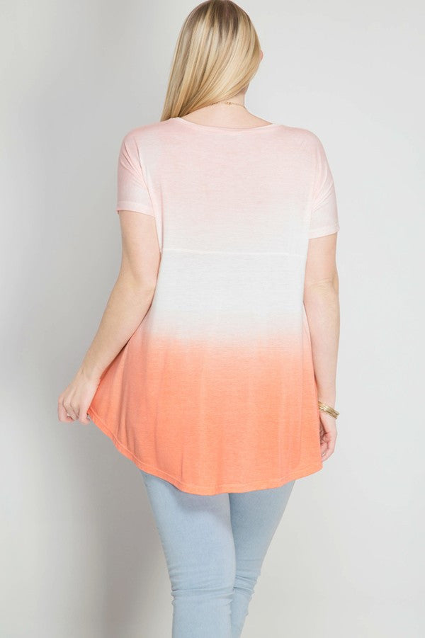 Short Sleeve Ombre Tie Dye Top