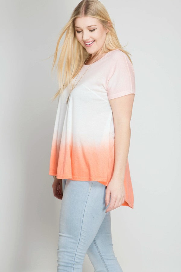 Short Sleeve Ombre Tie Dye Top