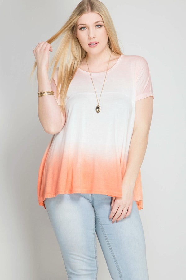 Short Sleeve Ombre Tie Dye Top