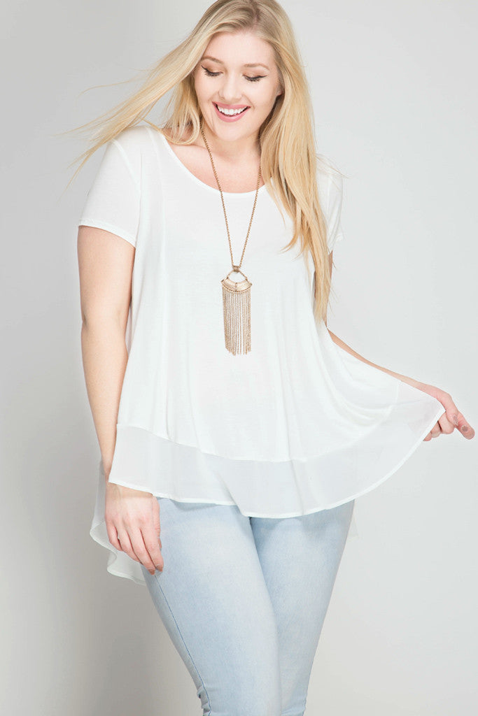 Plus Size Contrast Hem Top