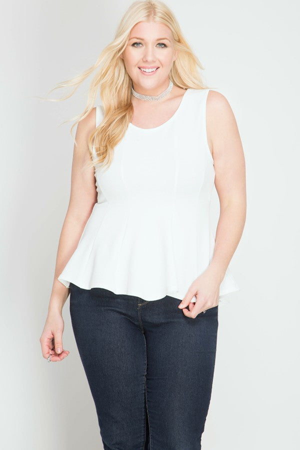 Plus Size Sleeveless Peplum Top