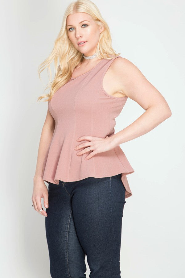 Plus Size Sleeveless Peplum Top