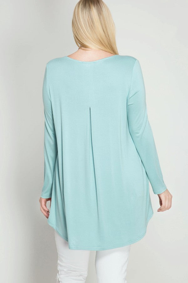 Plus Size Long Sleeve V-Neck Tee
