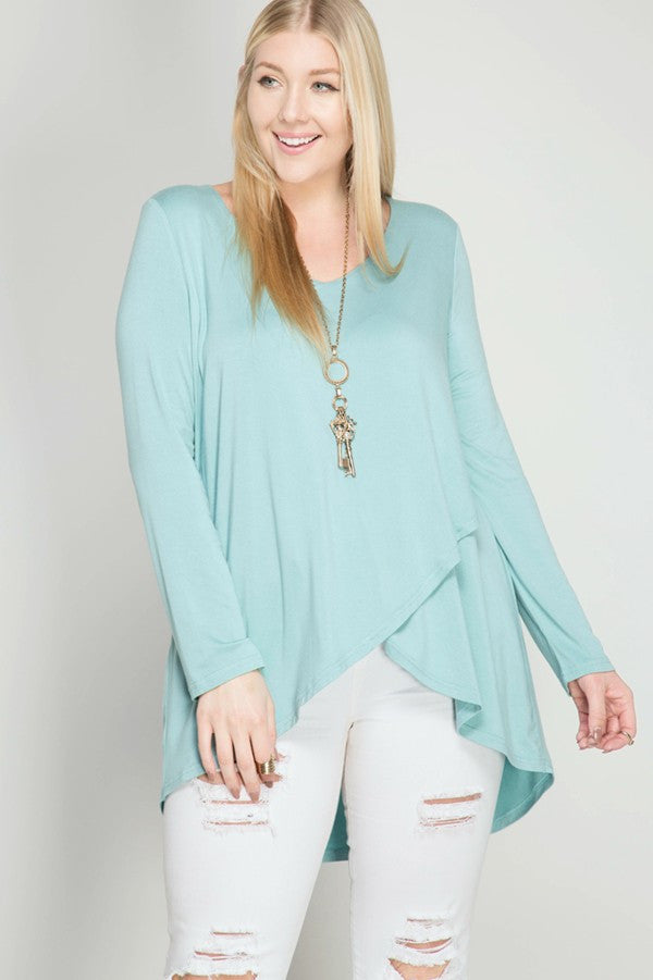 Plus Size Long Sleeve V-Neck Tee
