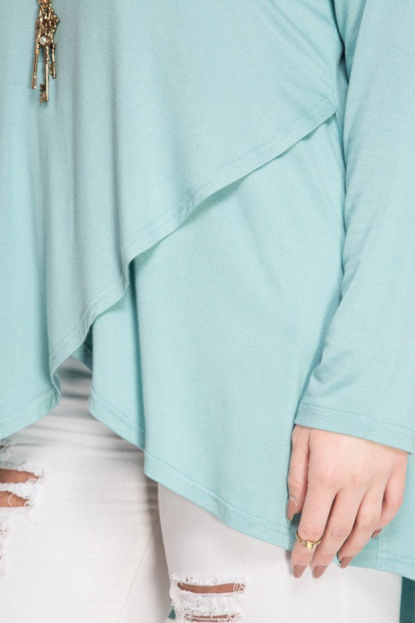 Plus Size Long Sleeve V-Neck Tee