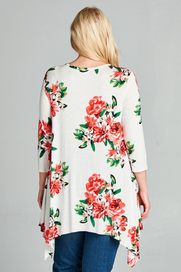 Plus Size Floral Print Swing Top