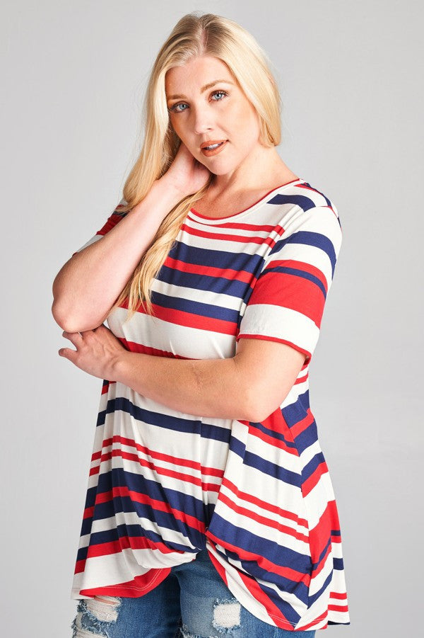 Plus Size Knit Stripe Tee