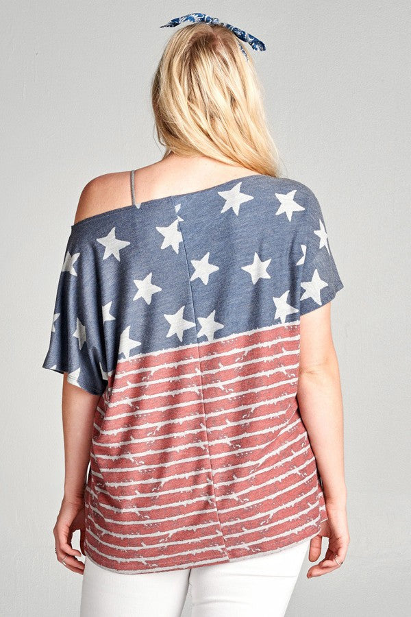 Plus Size American Flag Print Top