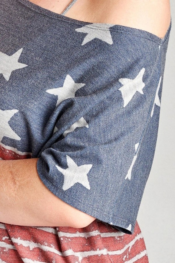 Plus Size American Flag Print Top