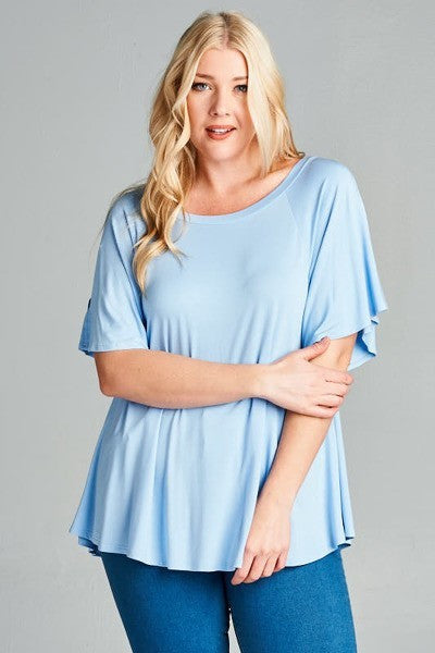 Plus Size Flutter Sleeve Top