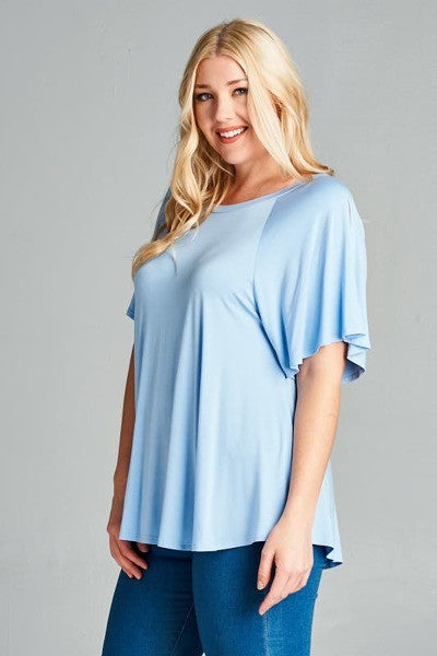 Plus Size Flutter Sleeve Top