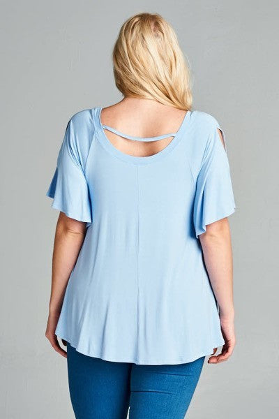 Plus Size Flutter Sleeve Top