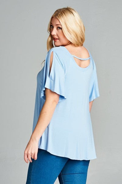 Plus Size Flutter Sleeve Top