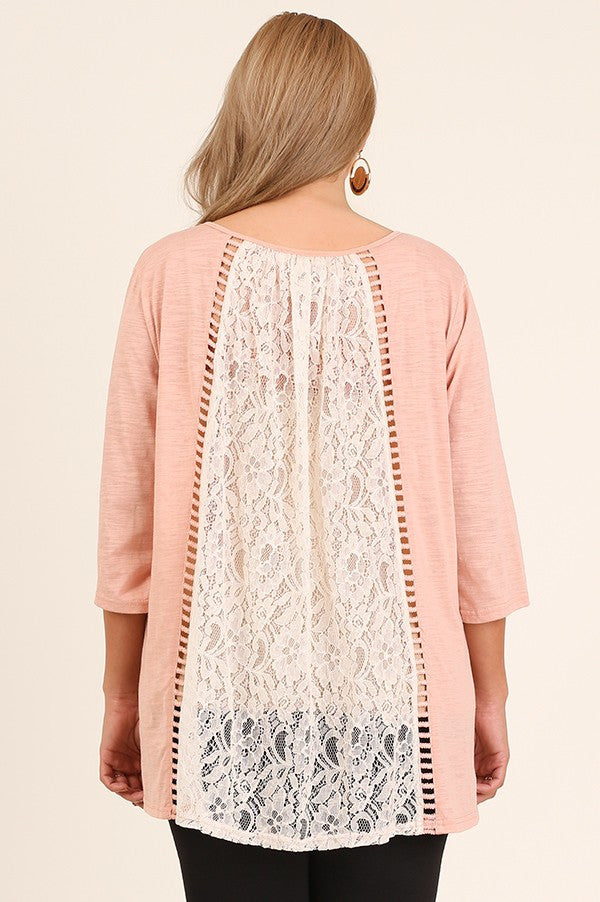 Plus Size Lace Back & Tie Detail Top