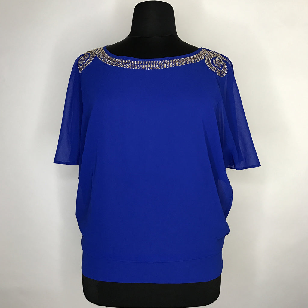 Plus Size Short Sleeve Embellished Top