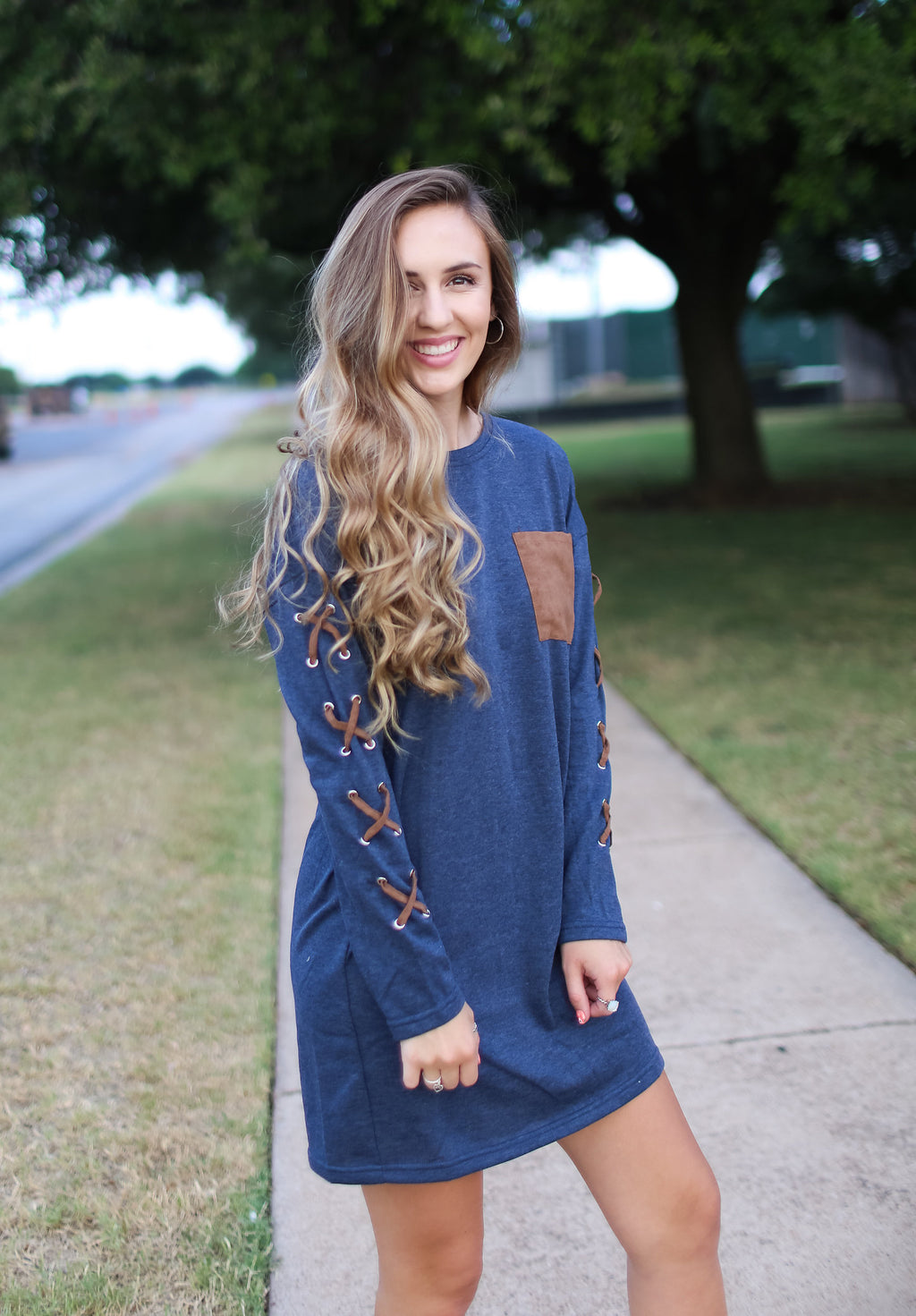 Long Sleeve French Terry Shift Dress