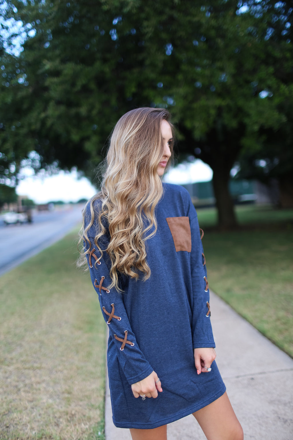 Long Sleeve French Terry Shift Dress